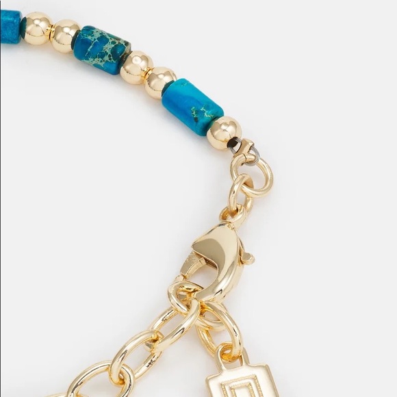 DANNIJO Augustine 10k Goldplated & Turquoise Peace Beaded Bracelet NWT - Picture 9 of 16